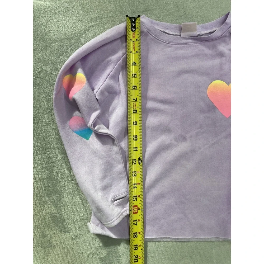 Firehouse Sweatshirt Pants Set Girls Size L Purple Rainbow Heart Made in USA